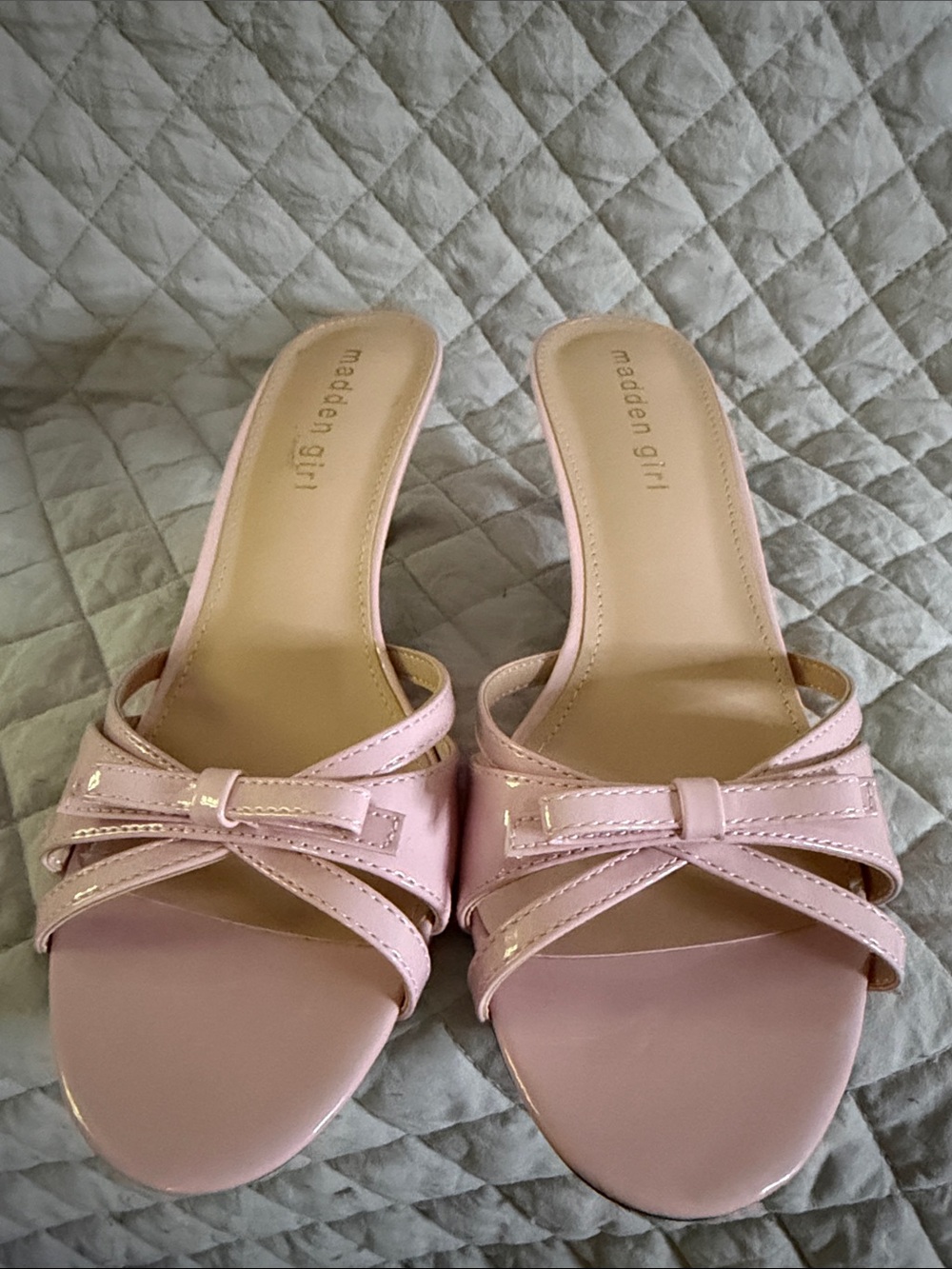 Madden Girl Blush Pink Bow Slide Mules